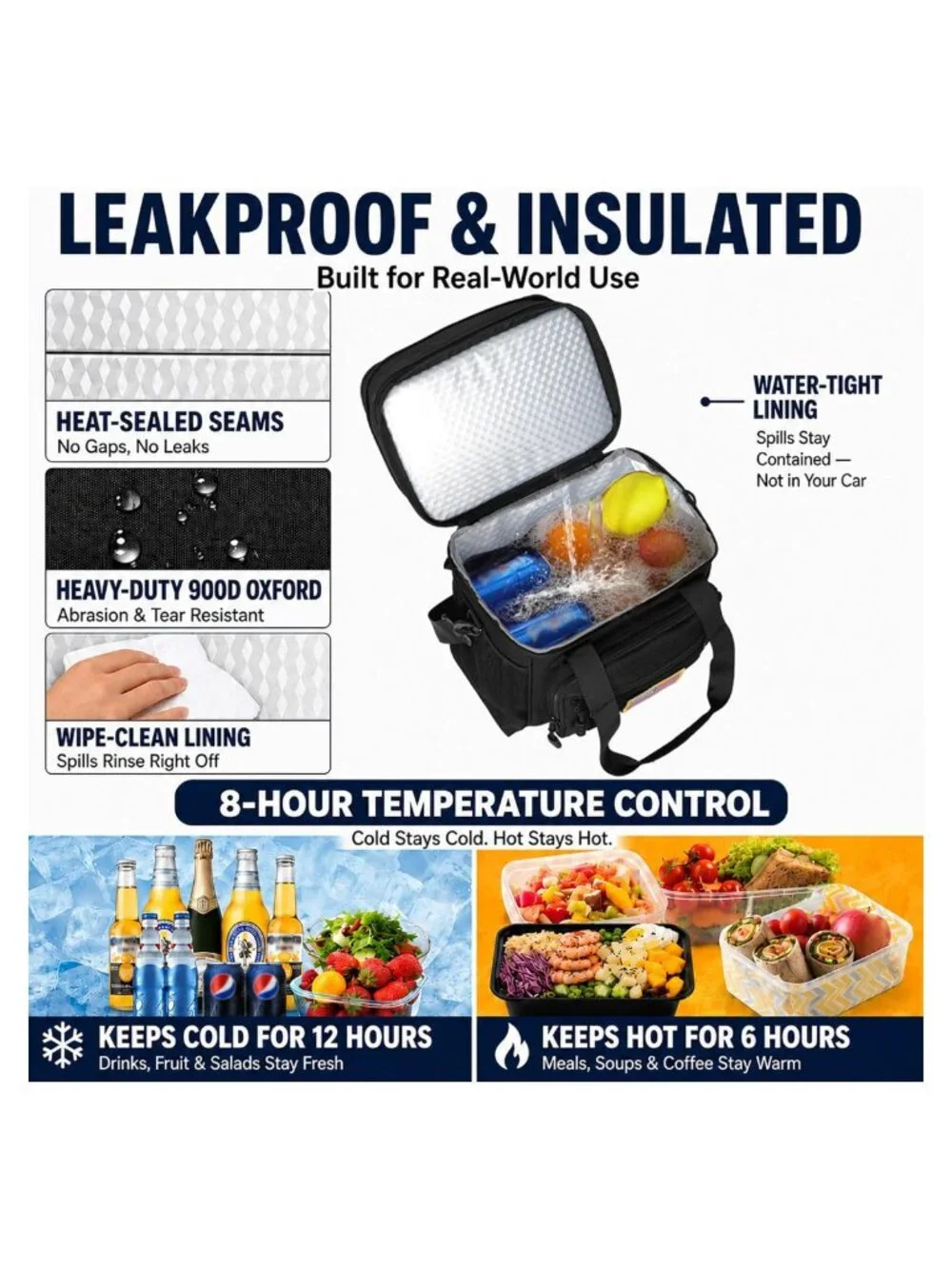 GLENKEY Tactical Lunch Box Expandable Insulated Leakproof Cooler Bag 16L